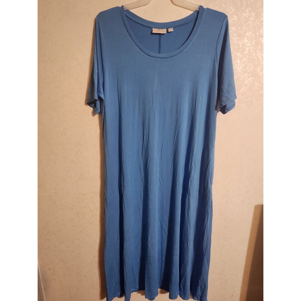 Belle by Kim Gravel Short Sleeve T-Shirt Gown Blue Scoop Neck sz XL Maxi